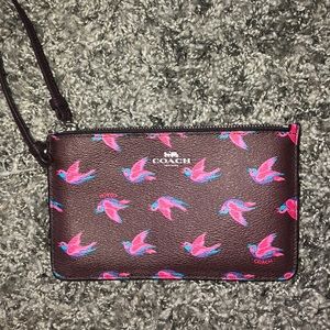 coach bird burgundy wristlet